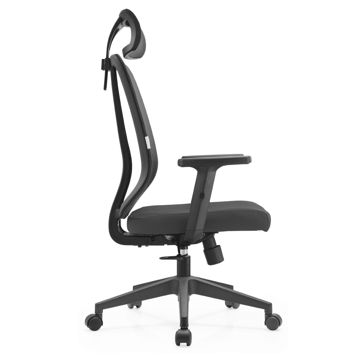Adorit ergonomic office chair side profile with integrated headrest and mesh back